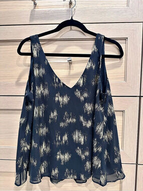 mini chica Abstract Print Tank Top in Black & Gold Like New